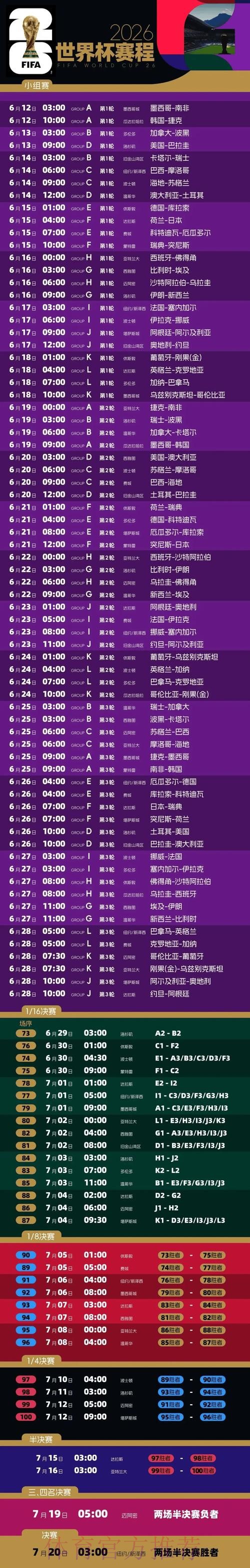 2026世界杯比赛时间高清版实时赛程官网入口 2026世界杯比赛时间高清版实时赛程官网入口